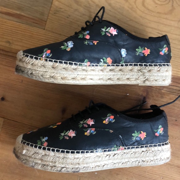 Saint Laurent Black Floral Lace Up Espradrille - Picture 5 of 7